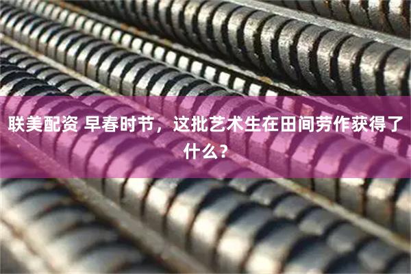 联美配资 早春时节，这批艺术生在田间劳作获得了什么？