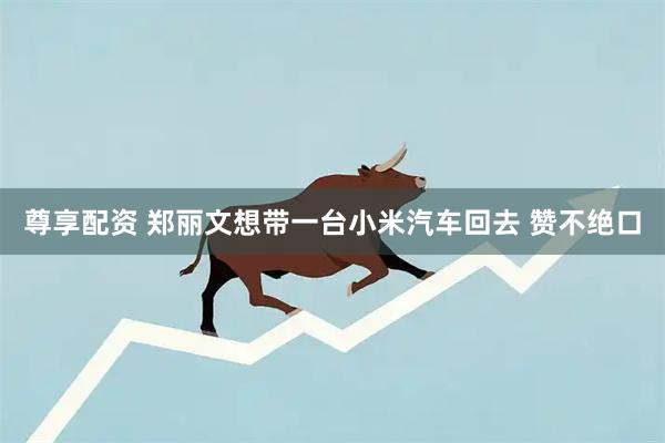尊享配资 郑丽文想带一台小米汽车回去 赞不绝口