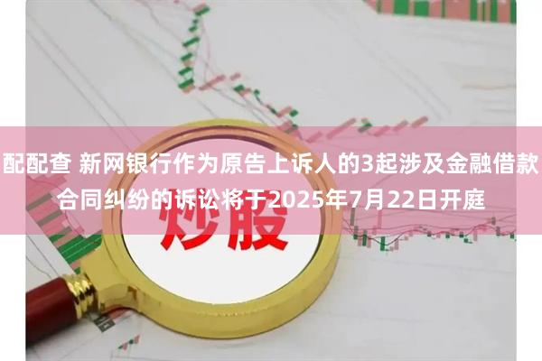 配配查 新网银行作为原告上诉人的3起涉及金融借款合同纠纷的诉讼将于2025年7月22日开庭